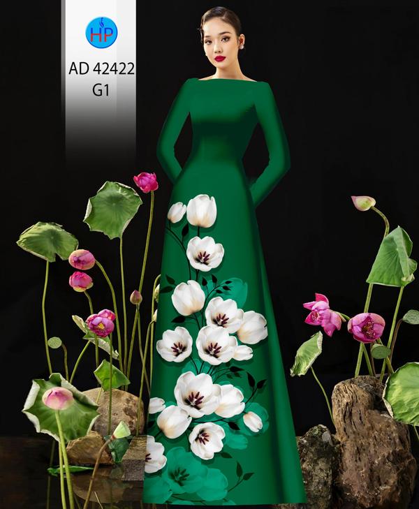 Vải Áo Dài Hoa In 3D AD 42422 1